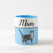 Baby Blue White Tabby cat Katten Whimsical Mum Mok (Midden)
