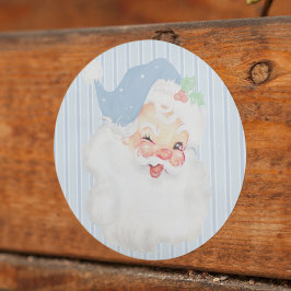 Baby Blue  Winking Santa Claus Kerstmis Ronde Sticker
