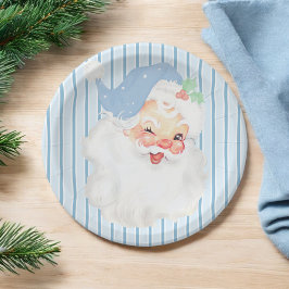 Baby Blue  Winking Santa Kerstparty Papieren Bordje