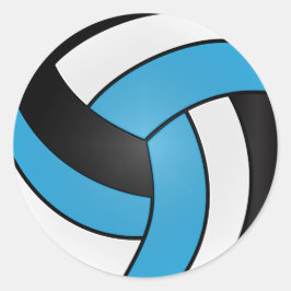 Baby Blue, Wit en Zwarte Volleybal Ronde Sticker