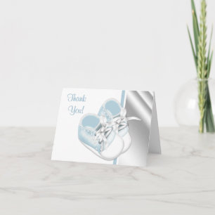 Baby Blue Witte Baby Schoenen Bedankt Kaarten