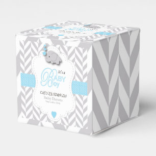 Baby Blue, Witte Grijze Olifant Baby Shower Bedankdoosjes
