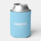 Baby Blue & witte monogram naam Koeler (Blikje Voorkant)