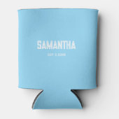 Baby Blue & witte monogram naam Koeler (Voorkant)