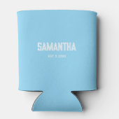 Baby Blue & witte monogram naam Koeler (Achterkant)