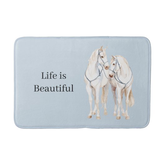 Baby Blue Witte Paarden Badmat (Voorkant)
