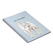 Baby Blue Witte Paarden Notitieboek (Rechterzijde)
