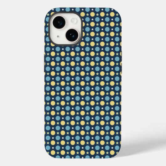 Baby Blue Yellow Polka Dots Pattern Case-Mate iPhone Case (Achterkant)