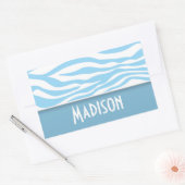 Baby Blue Zebra Animal Print; Gepersonaliseerd Rechthoekige Sticker (Envelop)