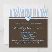 Baby Blue Zebra Brown Baby Boy Shower Kaart (Achterkant)