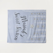 Baby Blue & Zilver Glitter Sterren Sweet 16 Feest Wandkleed (Voorkant (horizontaal))