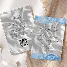 Baby Blue Zilveren Agaten Witte Zijde QR Code Trou