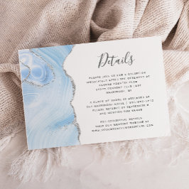 Baby Blue Zilveren Waterverf Agate Huwelijksdetail Informatiekaartje