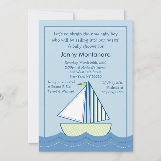 Baby Boats Sailships Baby Shower Invitations Kaart (Voorkant)