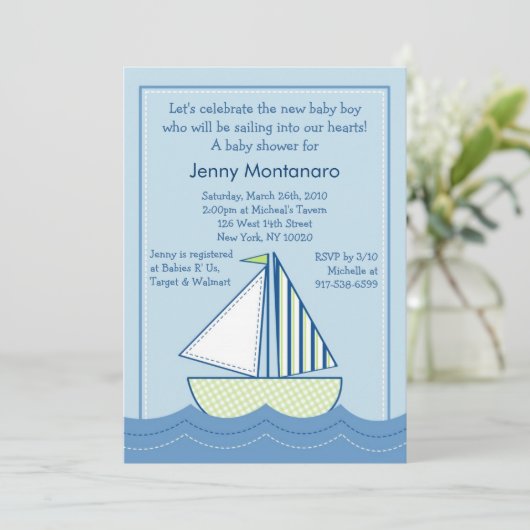 Baby Boats Sailships Baby Shower Invitations Kaart (Staand voorkant)