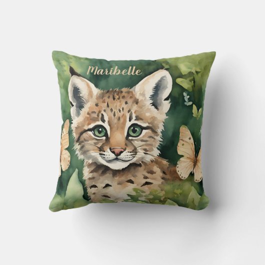 Baby Bobcat Meisjes Gepersonaliseerd Kussen (Achterkant)