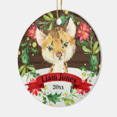 Baby Bobcat Waterverf Dierlijke Kinder kerst Keramisch Ornament (Links)