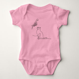 Baby Body met Minimalistische Kat & Vlinder Romper