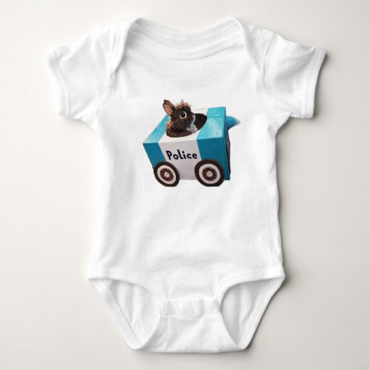 Baby Body Suit- Police Car Bunny Cute Romper (Voorkant)