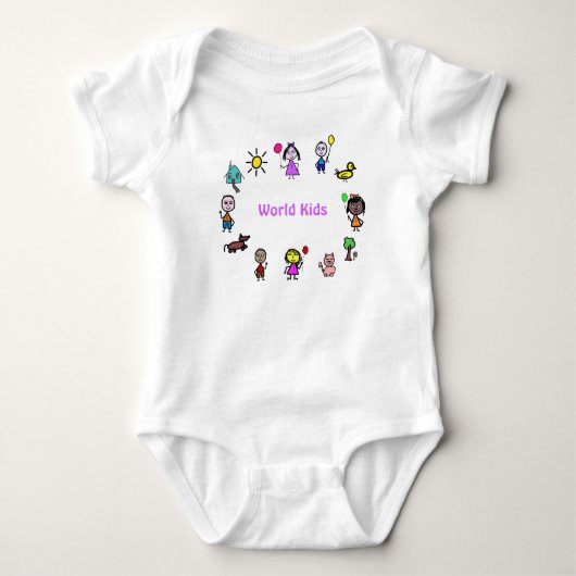 Baby Bodypak Wereld Kinderen  Romper (Voorkant)