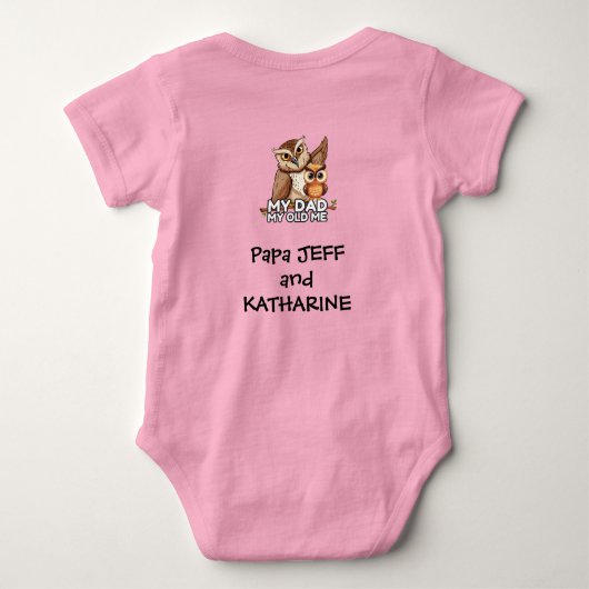 Baby Bodypakje: Mijn vader mijn oude ik (roze) Romper (Achterkant)