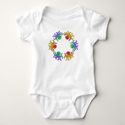 Baby Bodypakje - Verlopend Octopus (wit) Romper (Voorkant)