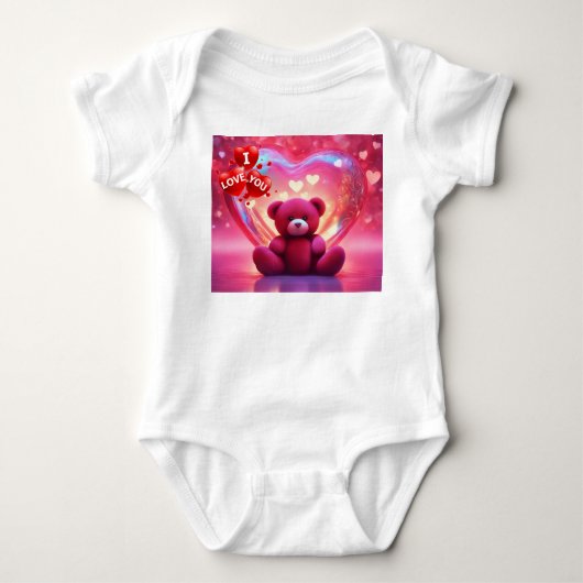 Baby bodypakjes in rode beer hart romper (Voorkant)