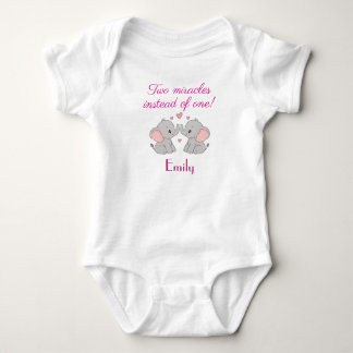 Baby Body's voor Tweelingen Met Naam, Olifanten Romper