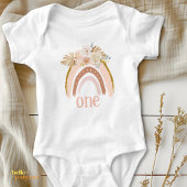 Baby Bodysuit A First Birthday, Boho Raimbow