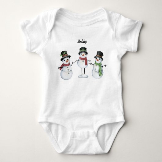 Baby Bodysuit | Gepersonaliseerd sneeuwman trio (Voorkant)