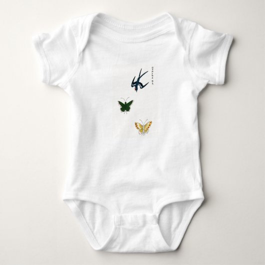 BABY BODYSUIT JAPANESE WOODBLOCK PRINT BUTTERFLIES (Voorkant)