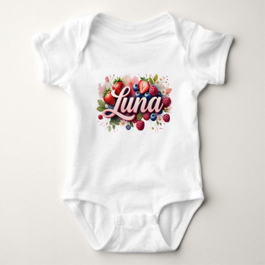 Baby Bodysuit " Luna " Berry Floral Design (Voorkant)