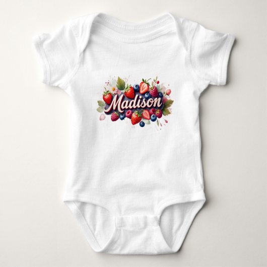 Baby Bodysuit " Madison " Berry Floral Design (Voorkant)