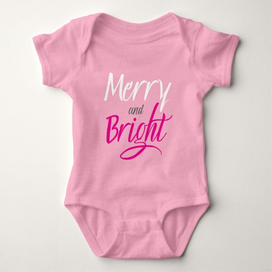 Baby Bodysuit : Merry and Bright (roze) (Voorkant)