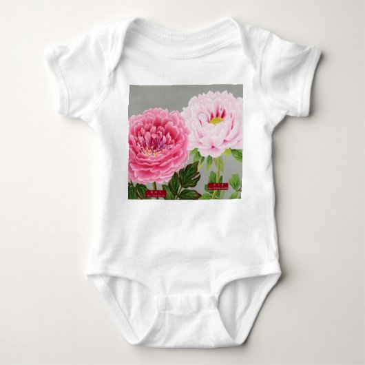 BABY-BODYSUIT MET JAPANSE BLOEMENDRUK DIY NAAM ROMPER (Voorkant)