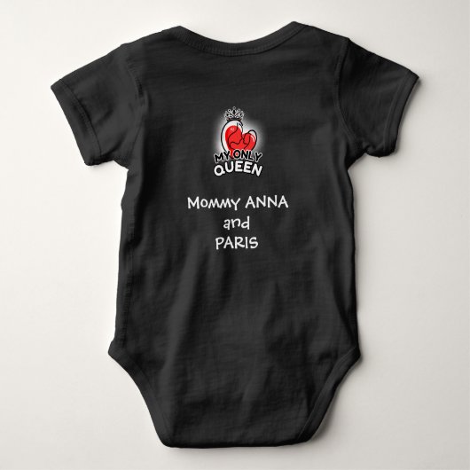 Baby Bodysuit: My Only Queen (zwart) Romper (Achterkant)