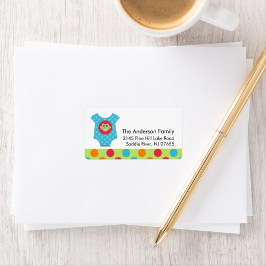 Baby Bodysuit Owl Baby shower Address Label (Insitu)