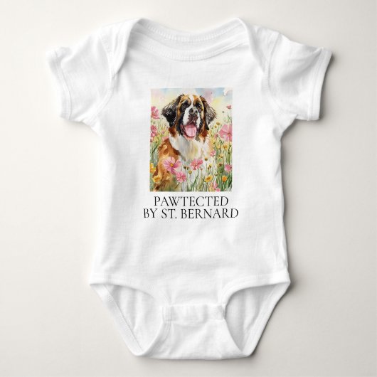 Baby Bodysuit – Pawtected by Saint Bernard (Voorkant)