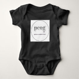 Baby bodysuit "pcog" acronym; heart, NO scripture
