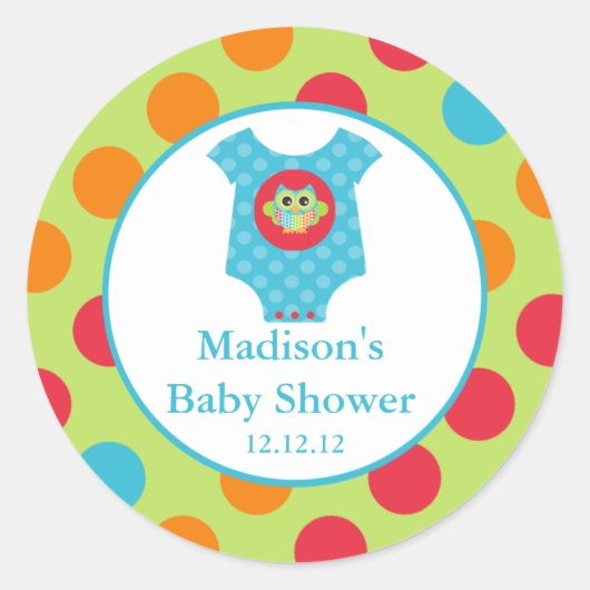 Baby Bodysuit Uil Baby shower Sticker (Voorkant)