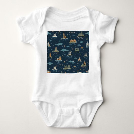 Baby bodysuits met vintage reisdesign (Voorkant)