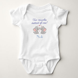 Baby Bodysuits voor Tweelingen Met Naam, Olifanten