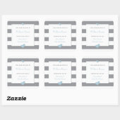 Baby Boekplaat Grijs Gestreepte Lichtblauwe Hartje Vierkante Sticker (Vel)