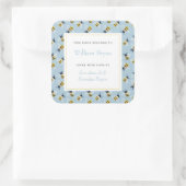 Baby Boekplaat Hemelblauw Honingbijen Vierkante Sticker (Tas)