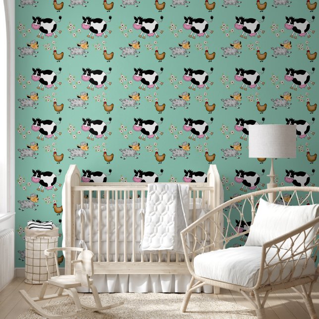 baby-boerderijdieren behang (Kinderen)