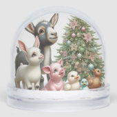 Baby Boerderijdieren Kerstmis Sneeuwbol (Voorkant)