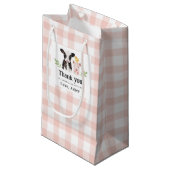 Baby Boerderijdieren Roze Gingham Kleine Gift Bag Klein Cadeauzakje (Voorkant Gekanteld)