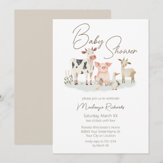 Baby Boerderijdieren Schattige landenthema Kaart (Voorkant / Achterkant)