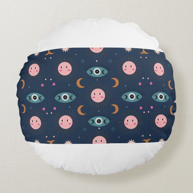  baby boho naadloos. Hippie chic ba Rond Kussen (Voorkant)