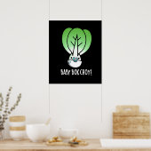 Baby Bok Choy Funny Veggie Pun Dark BG Poster (Keuken)